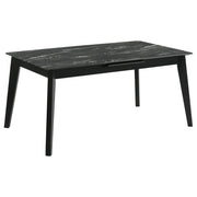 Bellingham - Dining Table With Self Storing Extension Leaf - Black Marble-Look Sintered Stone