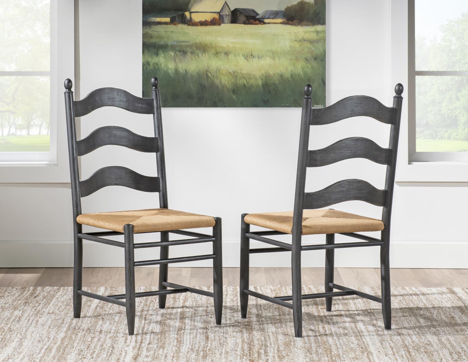 Vintage Market - Rush Seat Ladder Back Side Chair (Set of 2)