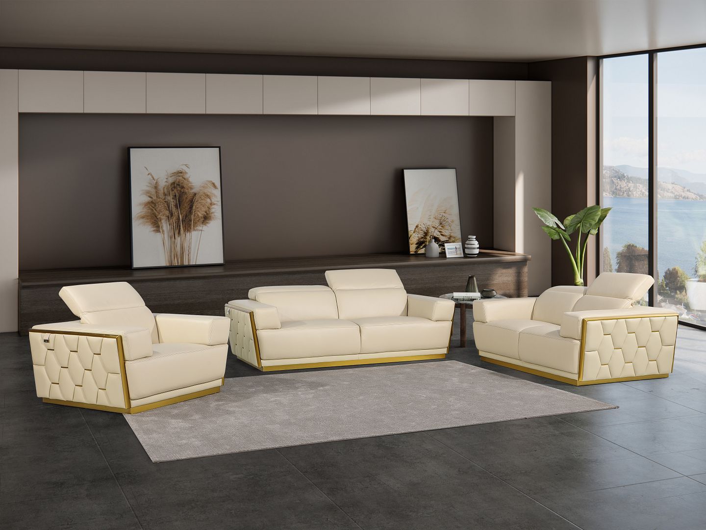 1111 - 3-Piece Sofa Set With Adjustable Headrest