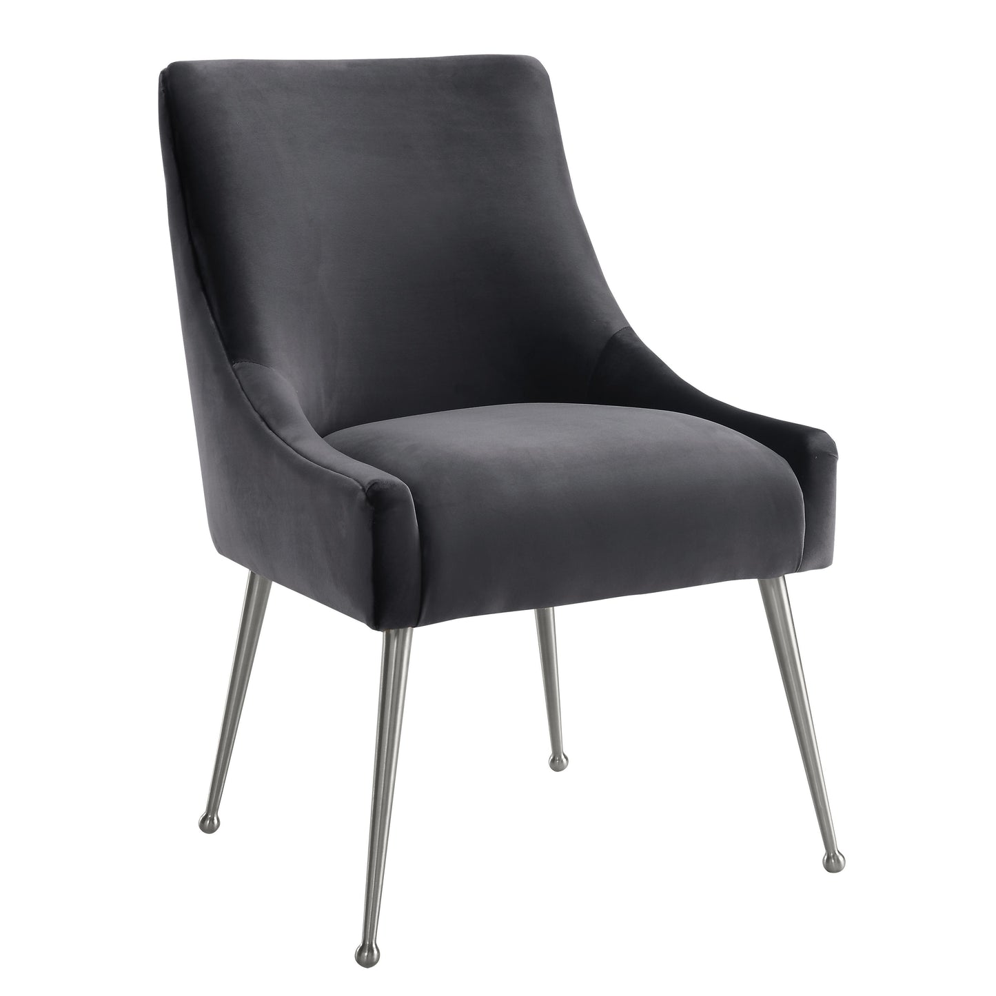 Beatrix - Velvet Side Chair With Silver Leg - Gray