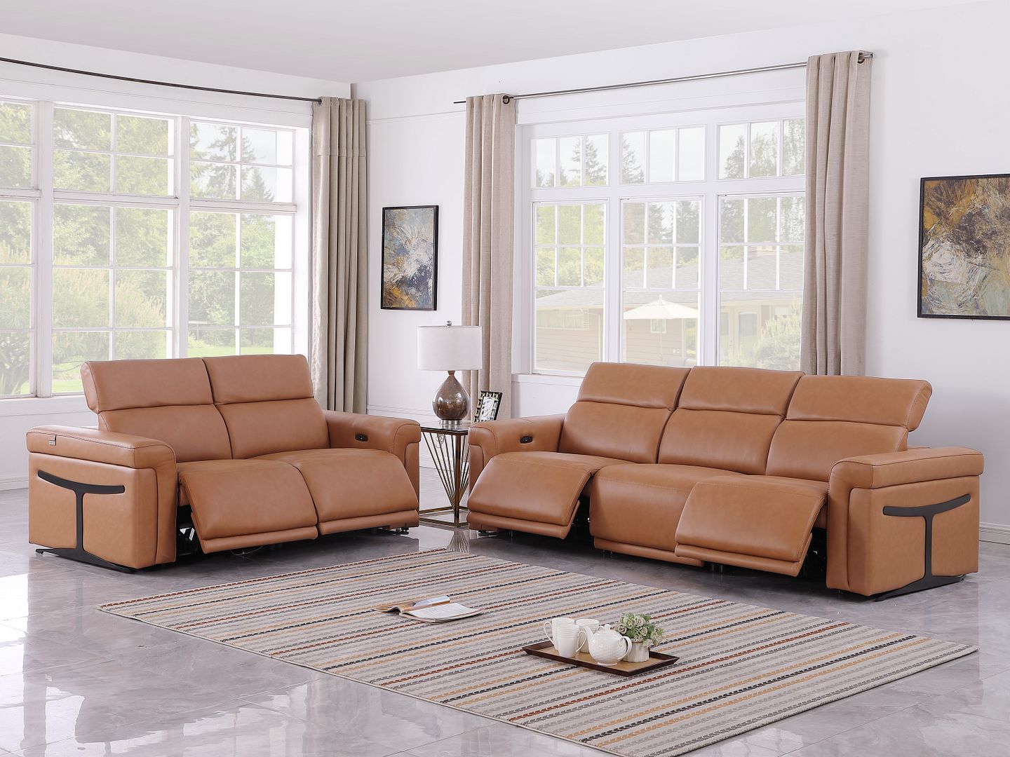 1126 - 5-Piece Modular Power Reclining Sofa And Loveseat Set In With 4 Power Recliners & Power Headrests