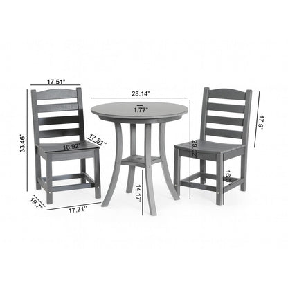3 Piece Outdoor Dining Set, Round Patio Table With 2 Armless Chairs