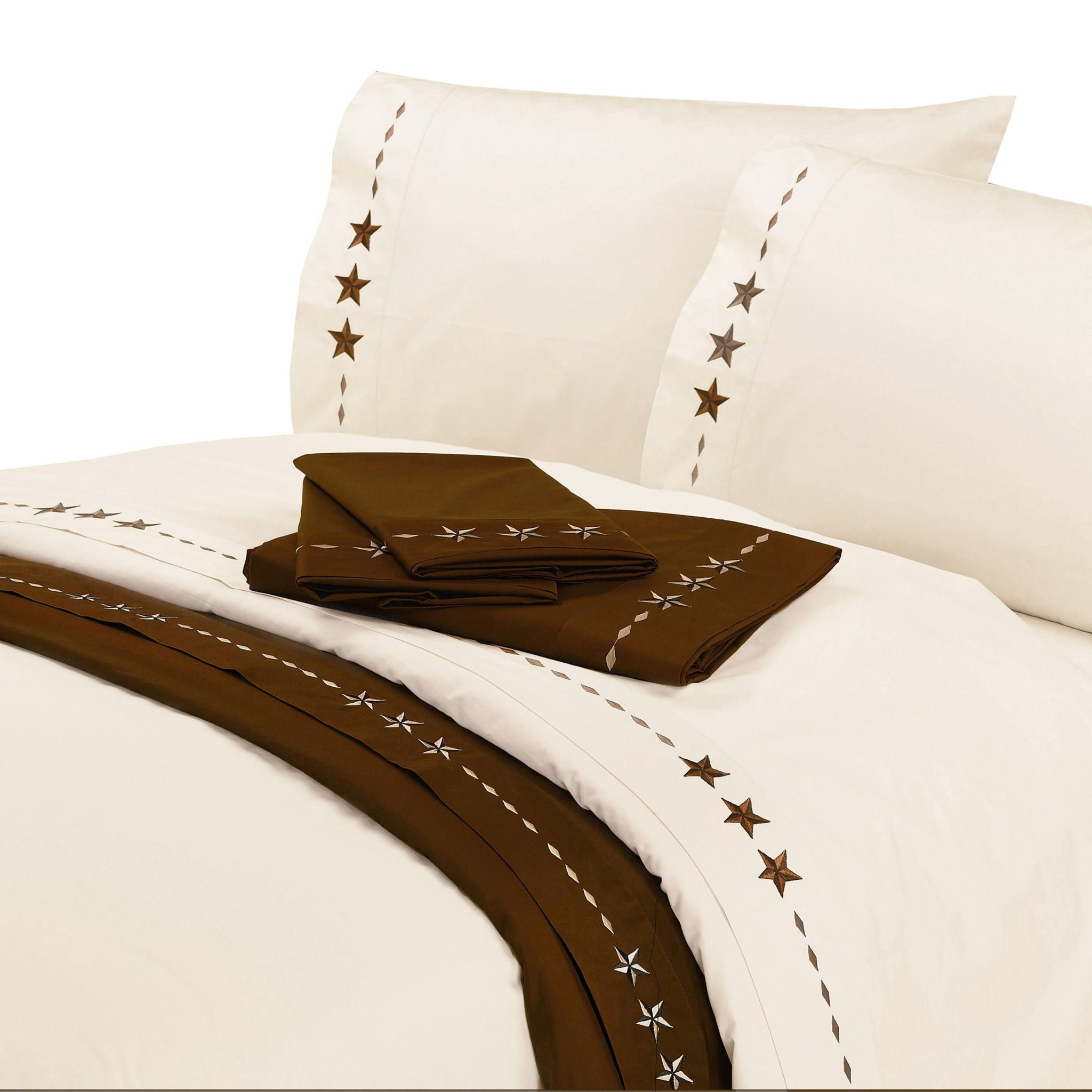 Star Sheet - Queen 350TC Embroidered Star Sheet Set (Set of 4) - Cream