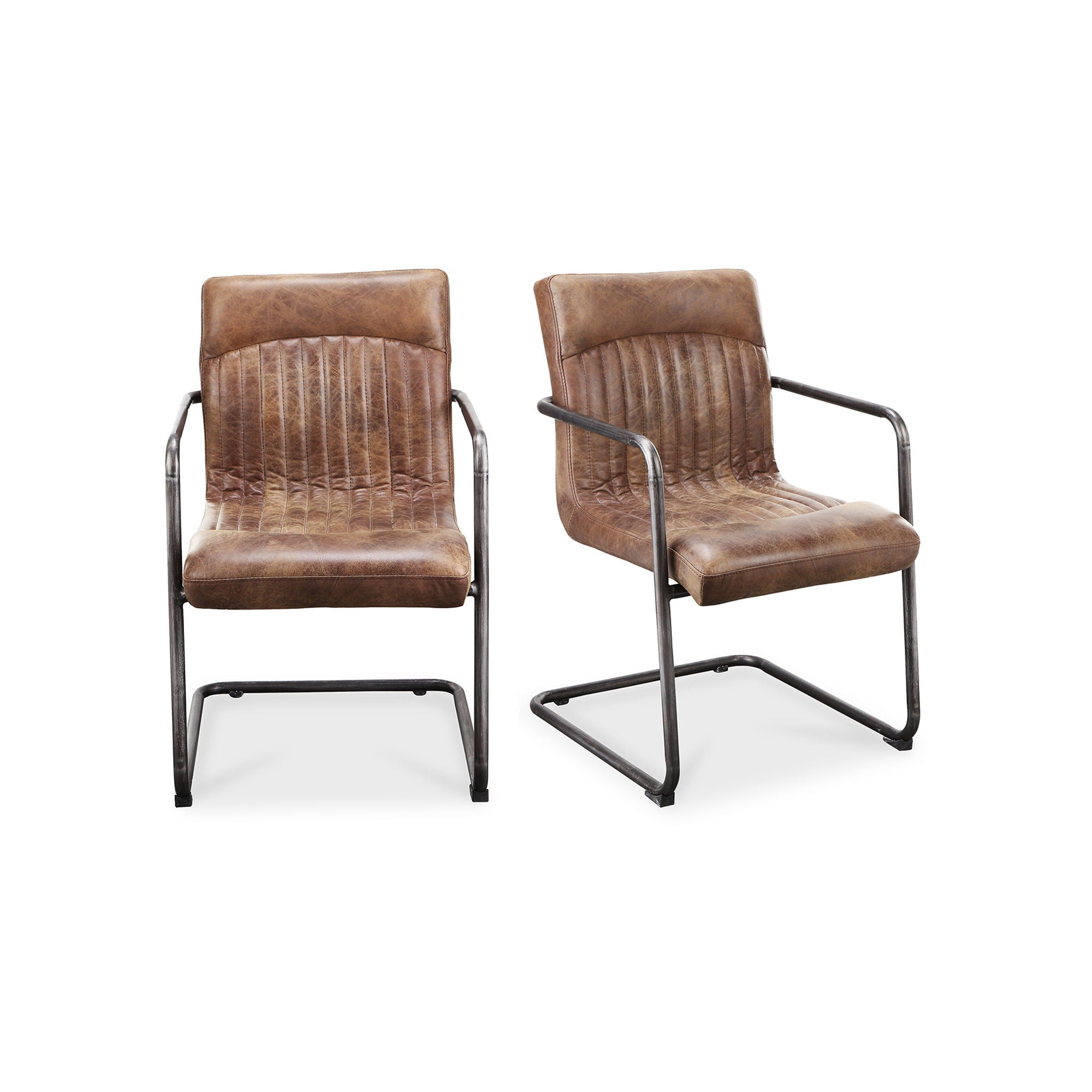 Ansel Leather Arm Chair (Set of 2) - Thumbnail 3