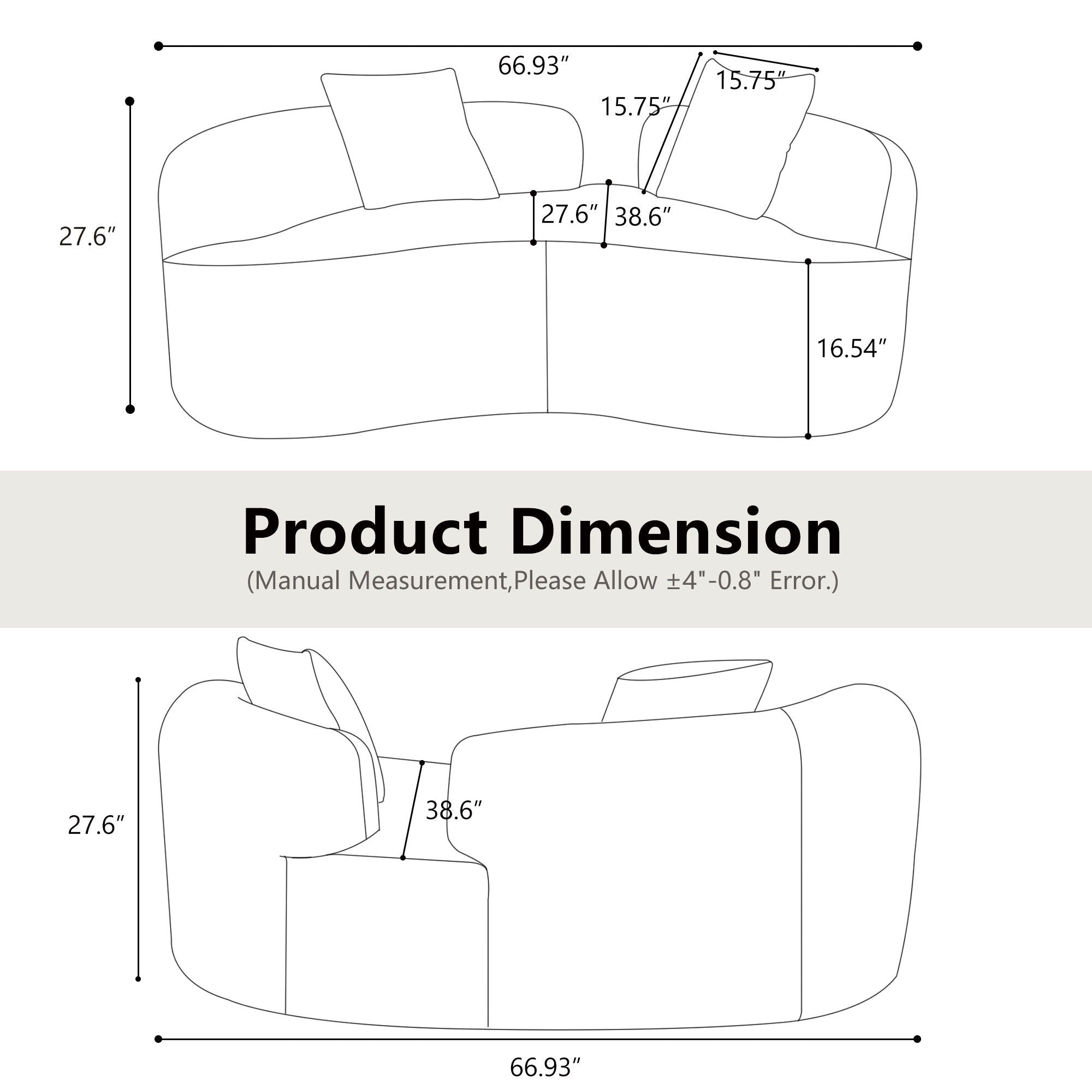 Modern Curved Loveseat