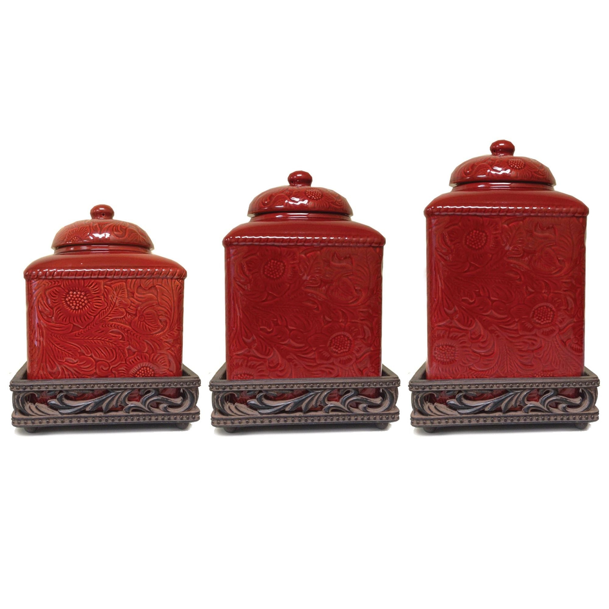 Savannah - Canister & Base Set (Set of 6) - Red