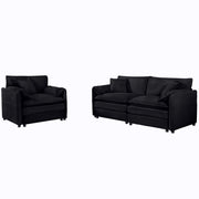 Modern Upholstered Loveseat And Armchair Set With Pillows