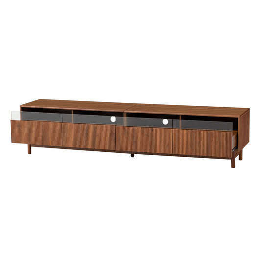 TV Stand, Entertainment Center With Fluted Drawers For Living Room - Walnut