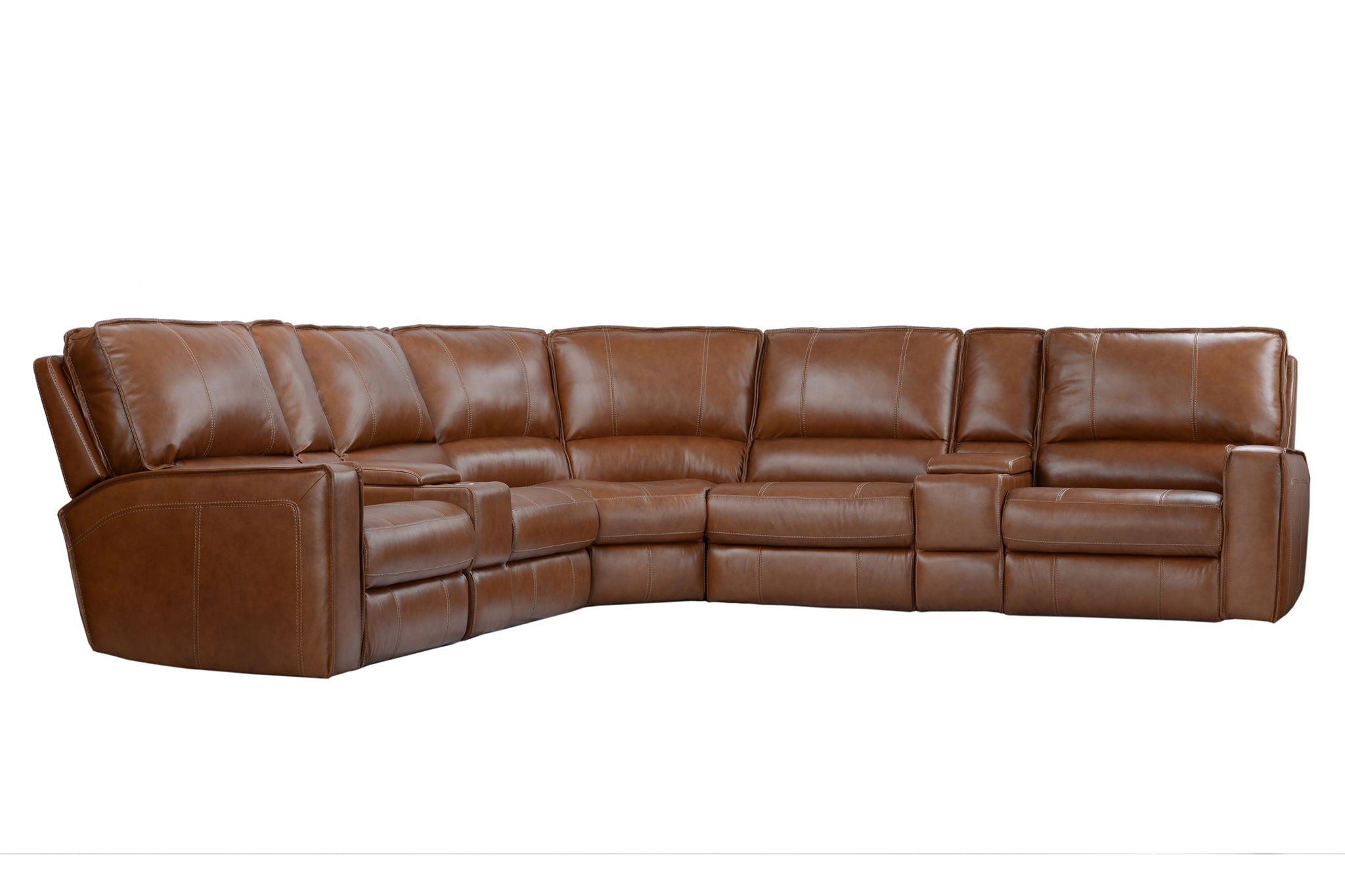 Rockford - 7 Piece Modular Power Reclining Sectional With Power Adjustable Headrests - Verona Saddle