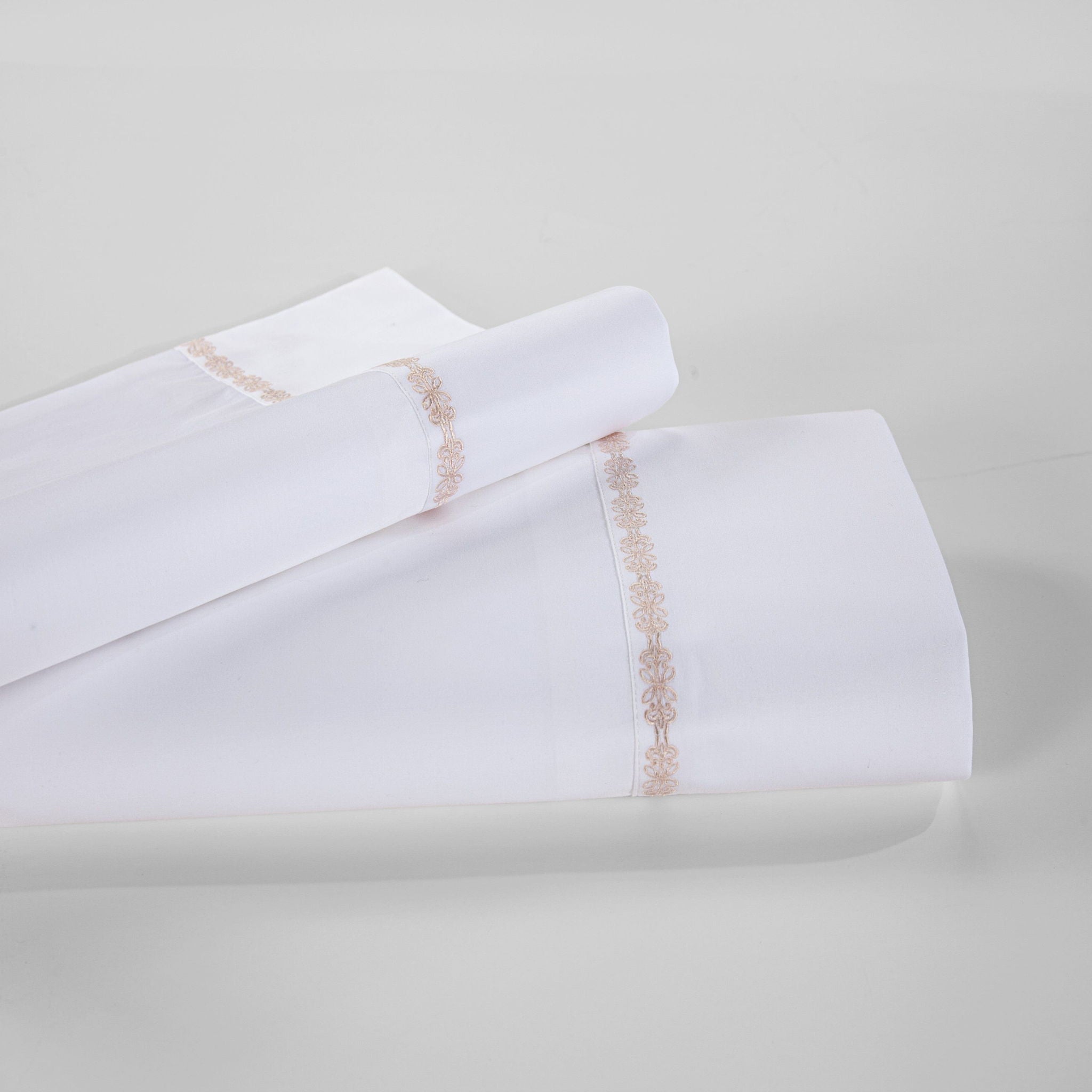 Laurel Sheet - Twin 350TC Laurel Embroidered Border Sheet Set (Set of 3) - Blush
