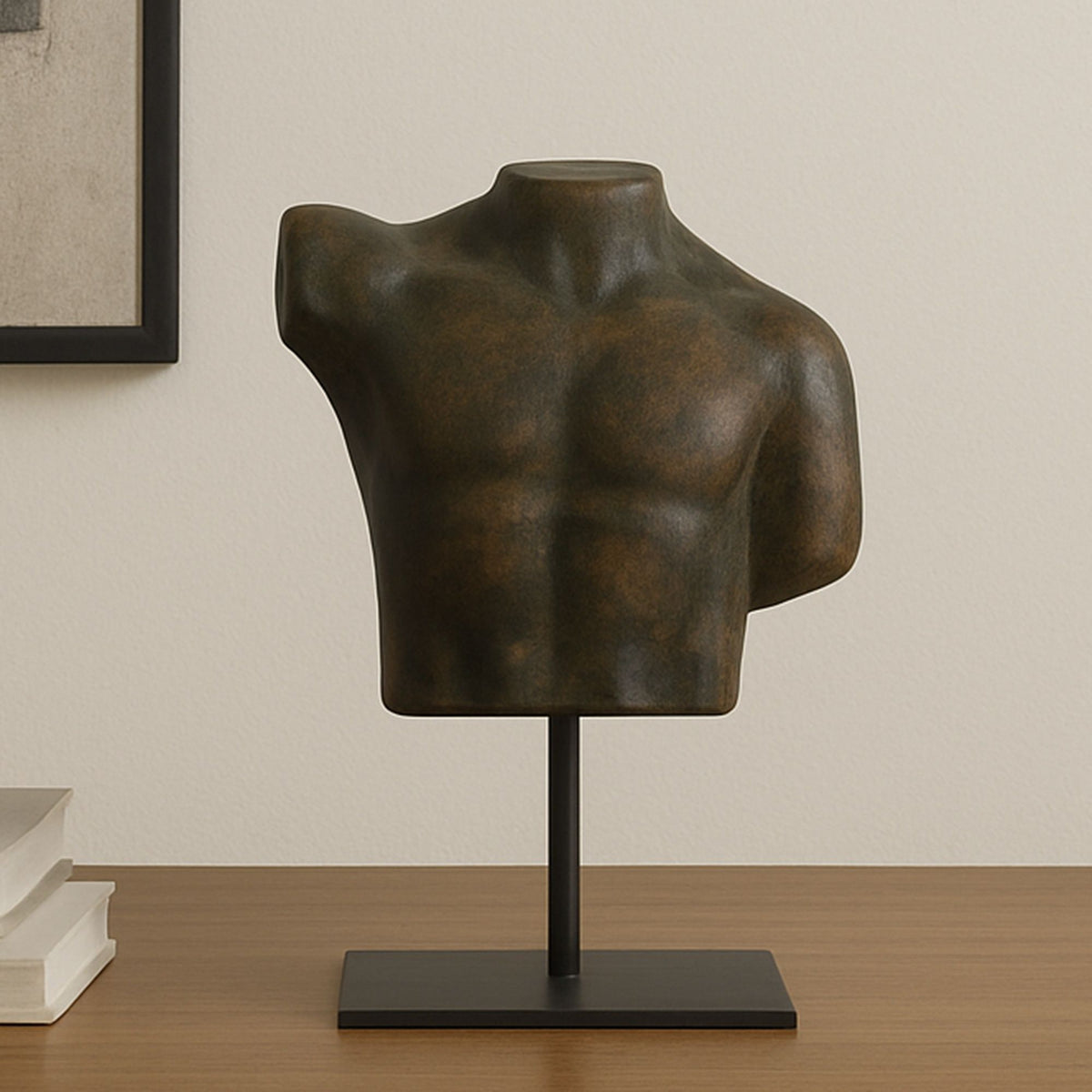 Victor - Cast Aluminum Sculpture - Dark Green Patina / Brown