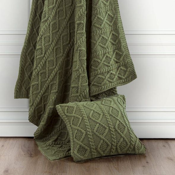 Cable Knit - Soft Diamond Throw Pillow - Sage Green