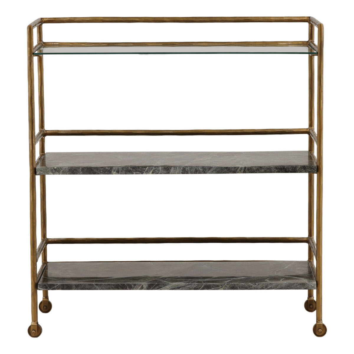 Loxley - Bar Cart - Brown And Green And Antique Brass
