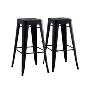 Backless Lightweight Bar Stools (Set of 2) - Black