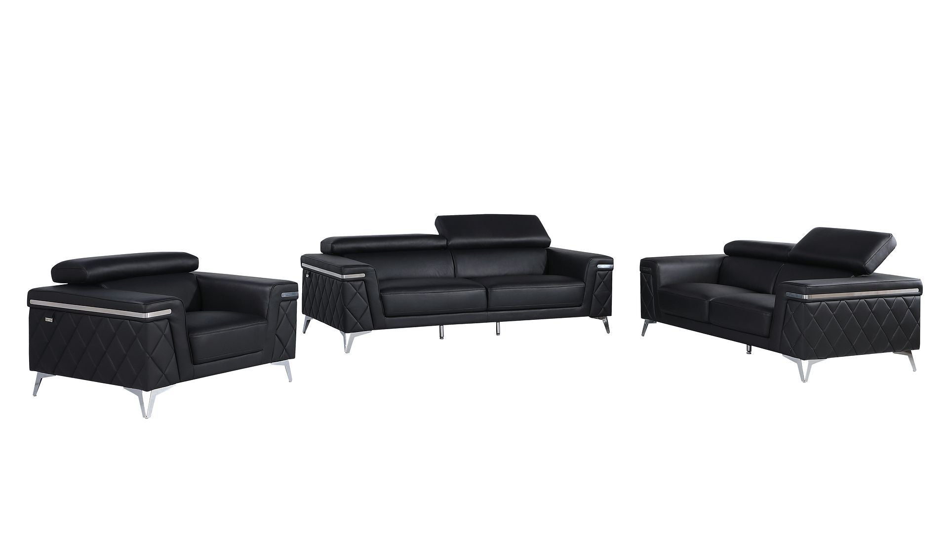 1140 - 3-Piece Sofa Set With Adjustable Headrest