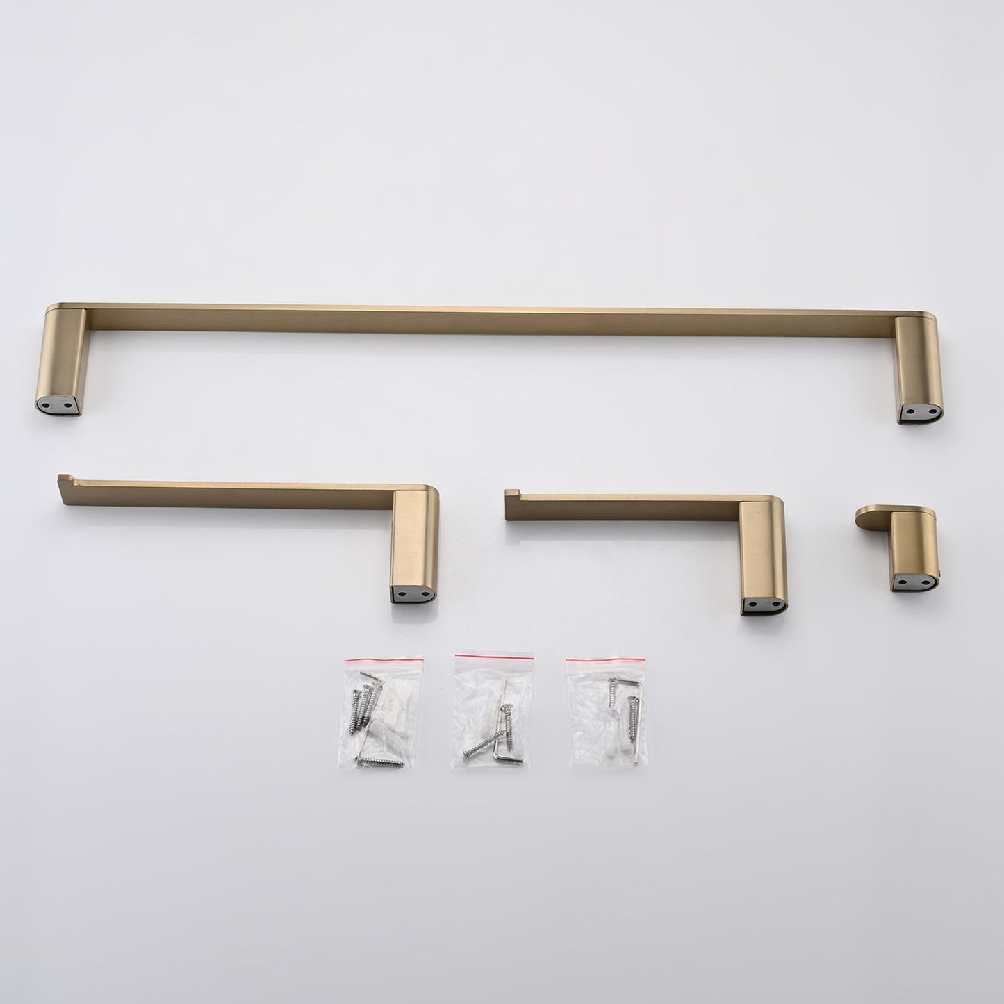 4 Pieces Bathroom Hardware Set Single Towel Bar, Towel Holder, Toilet Paper Holder, Stainless Steel - Brushed Gold