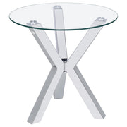 Alexa - Round Tempered Glass Top End Table - Chrome