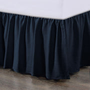 Lily - Queen Washed Linen Gathered Bed Skirt - Navy