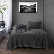 Stonewashed Cotton Waffle Weave - King Coverlet Set (Set of 3) - Slate