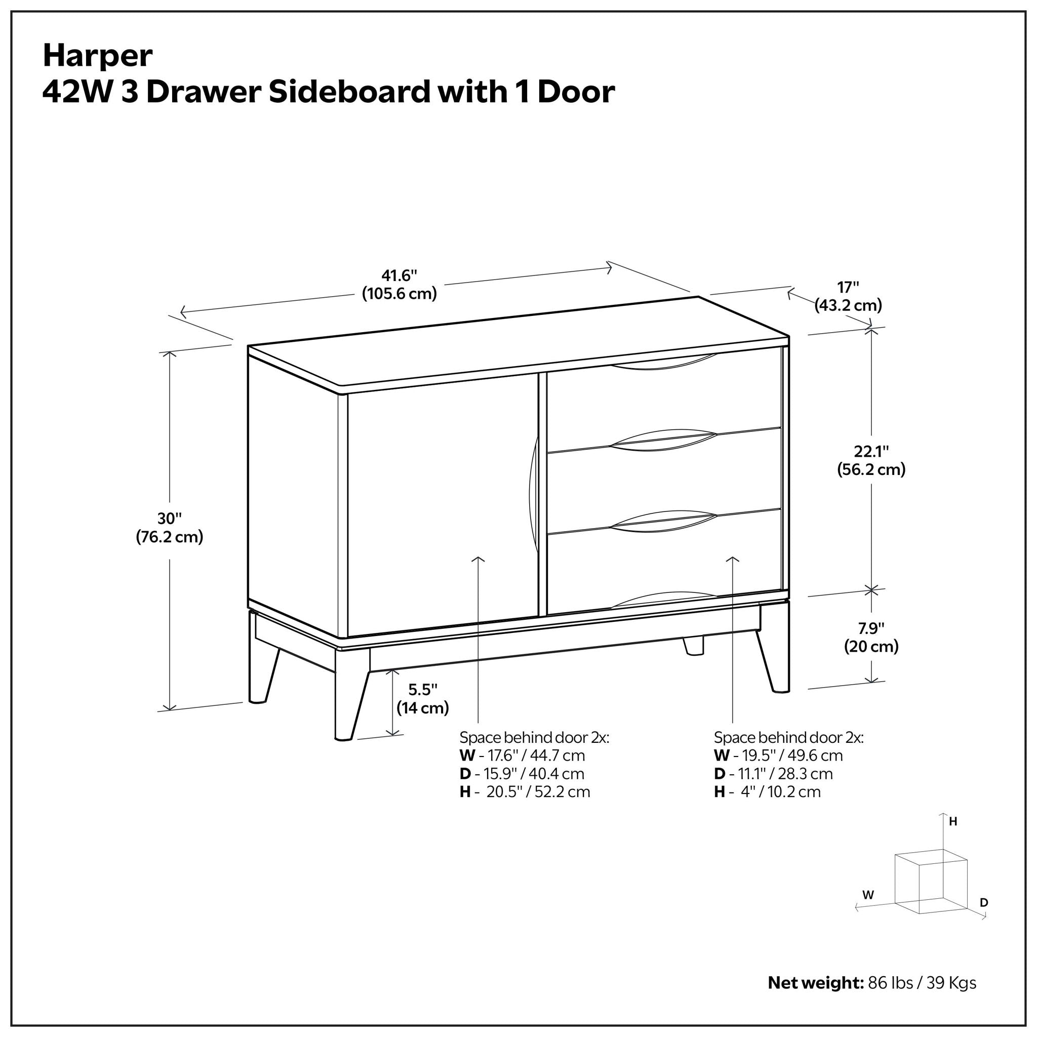 Harper - 3 Drawer Sideboard - Walnut Brown