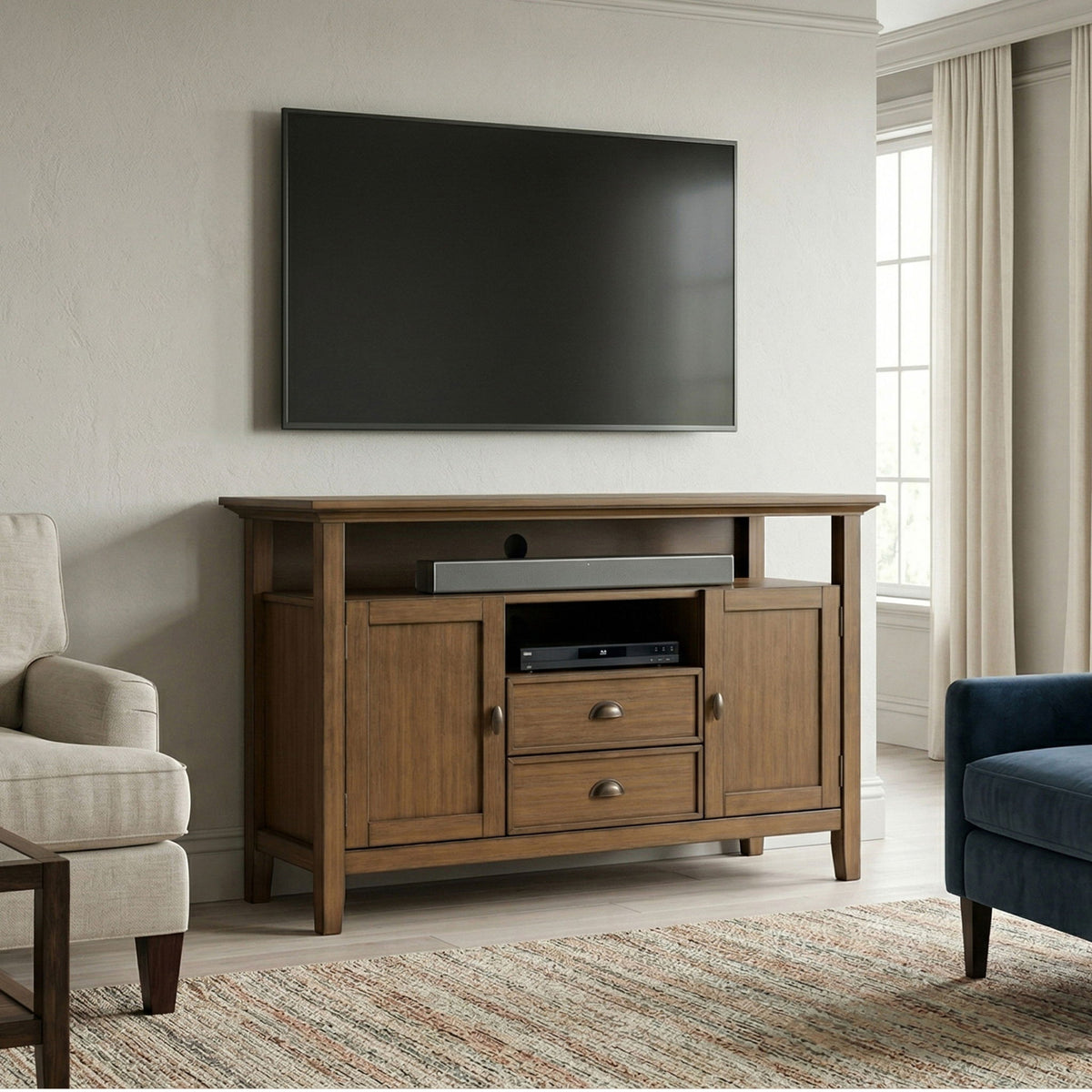 Redmond - Tall TV Media Stand - Rustic Natural Aged Brown