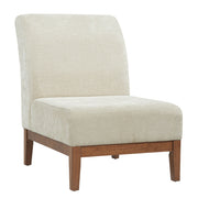 Upholstered Accent Chair - Beige / Walnut