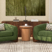Kenzie - Fluted Pillar Round Accent Side Table - Light Natural Brown