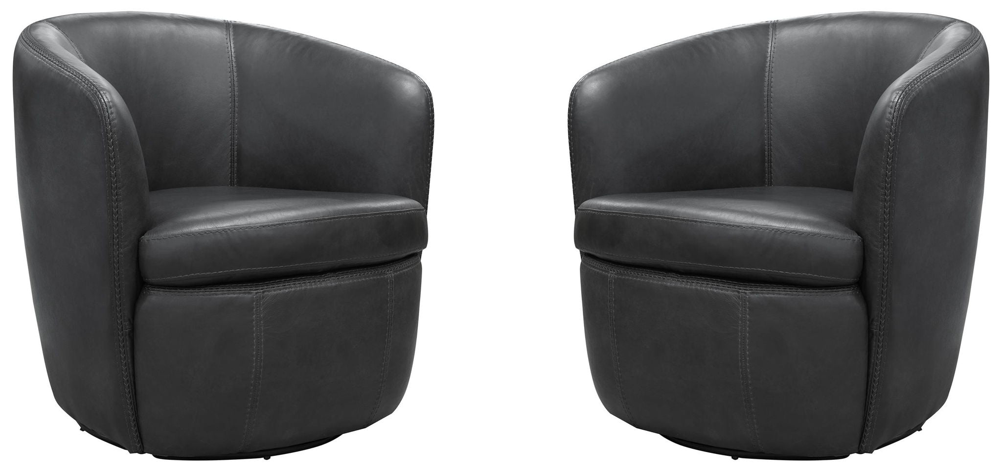 Barolo - 100% Italian Leather Swivel Club Chair (Set of 2)
