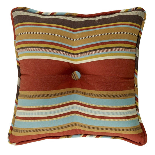 Calhoun - Striped Tufted Throw Pillow - Red / Brown