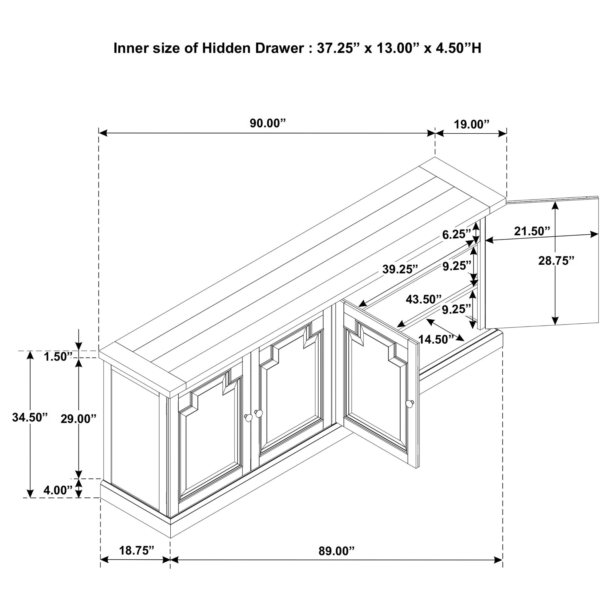 Allende - 4 Door Sideboard - Rustic