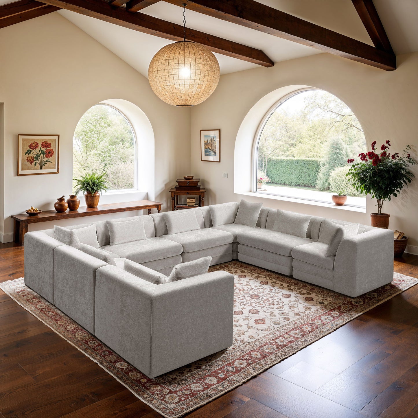 Stellar - 8 Piece Chenille Fabric Upholstered Modular Sectional