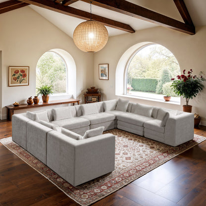 Stellar - 8 Piece Chenille Fabric Upholstered Modular Sectional