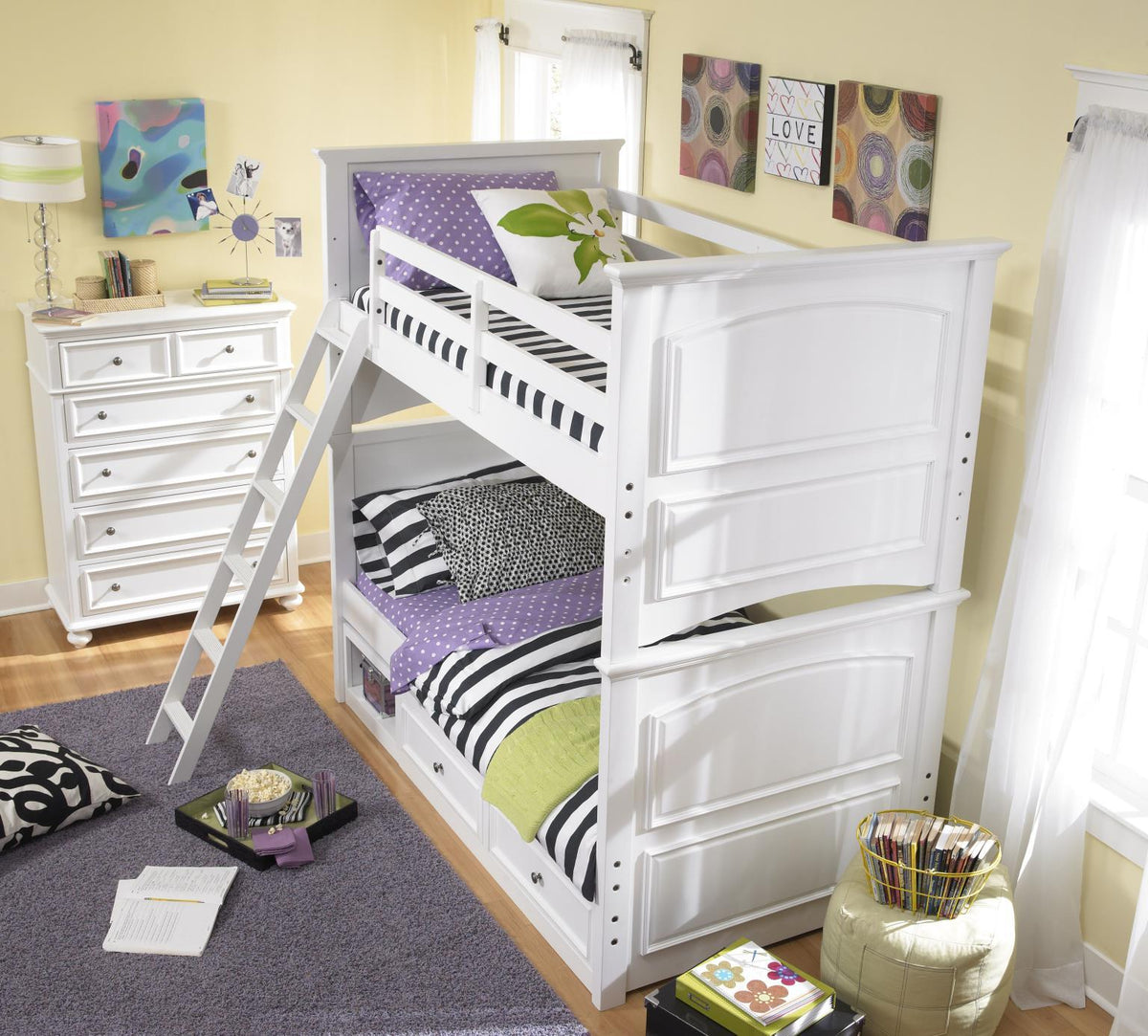 Madison - Twin Over Twin Complete Over Bunk Bed - White