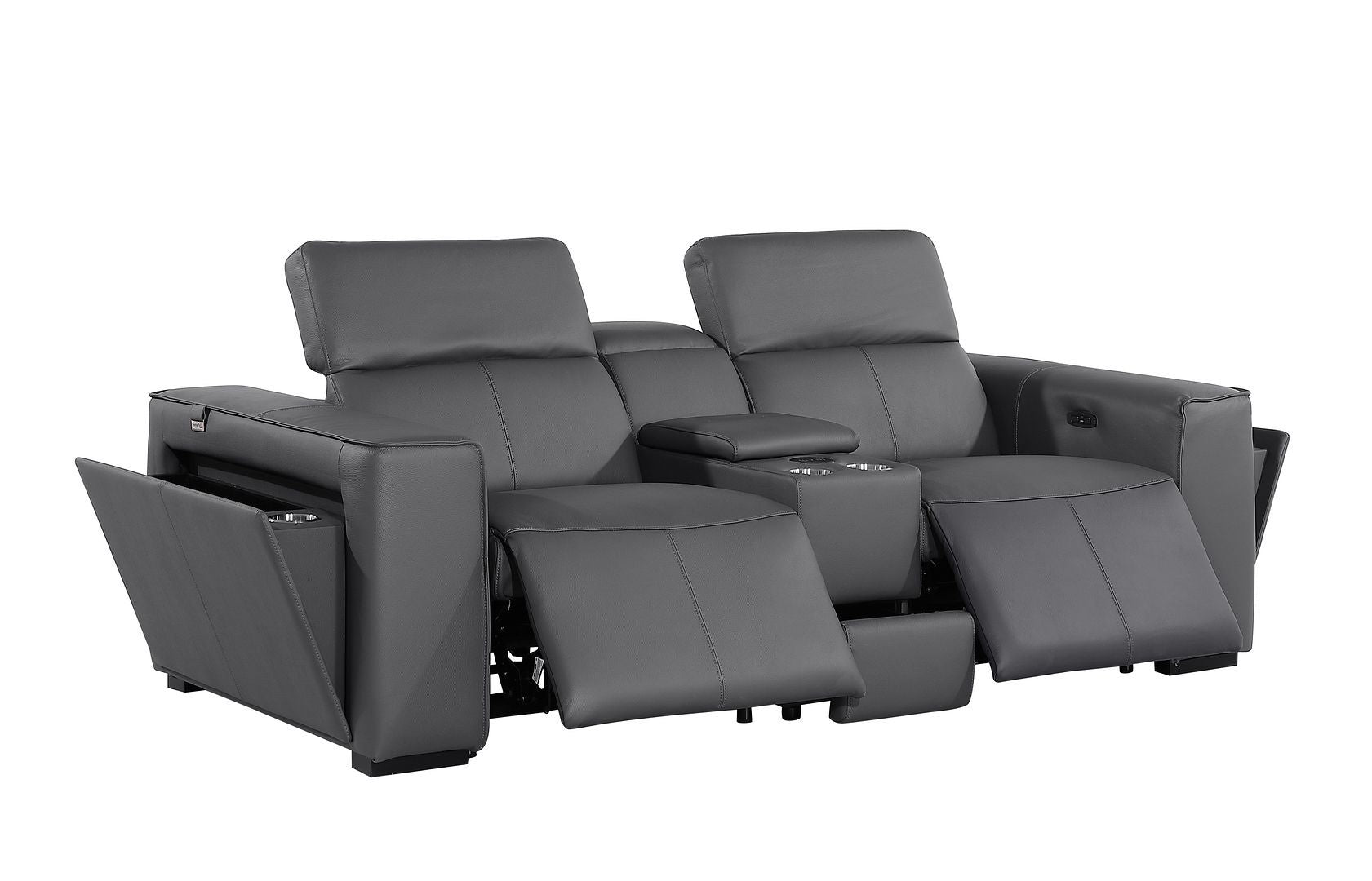 1224 - 6-Piece Modular Power Reclining Sofa And Console Loveseat Set In With 5 Power Recliners & Power Headrests