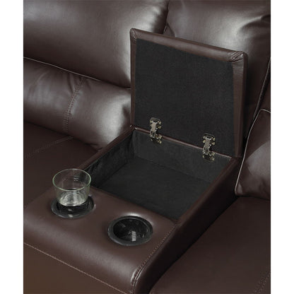 Saul - Power Motion Leather-Aire Sectional Sofa - Espresso