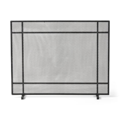 Markus - Modern Single Panel Iron Firescreen Black Brushed Silver