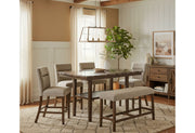 D4355 - 7 Piece Dining Room Set (Bar Table With 6 Bar Stools) - Dark Brown