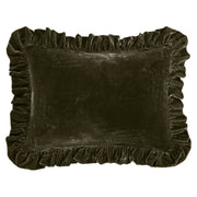 Stella - Faux Silk Velvet Ruffled Dutch Euro Pillow - Fern Green
