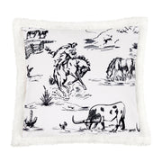 Campfire - Ranch Life Western Toile Campfire Sherpa Pillow - Black