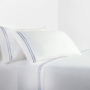 Stripe Sheet - King 350TC Embroidered Stripe Sheet Set (Set of 4) - White / Navy