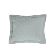 Diamond Linen - Linen Cotton Diamond Quilted Boudoir Pillow - Seaglass