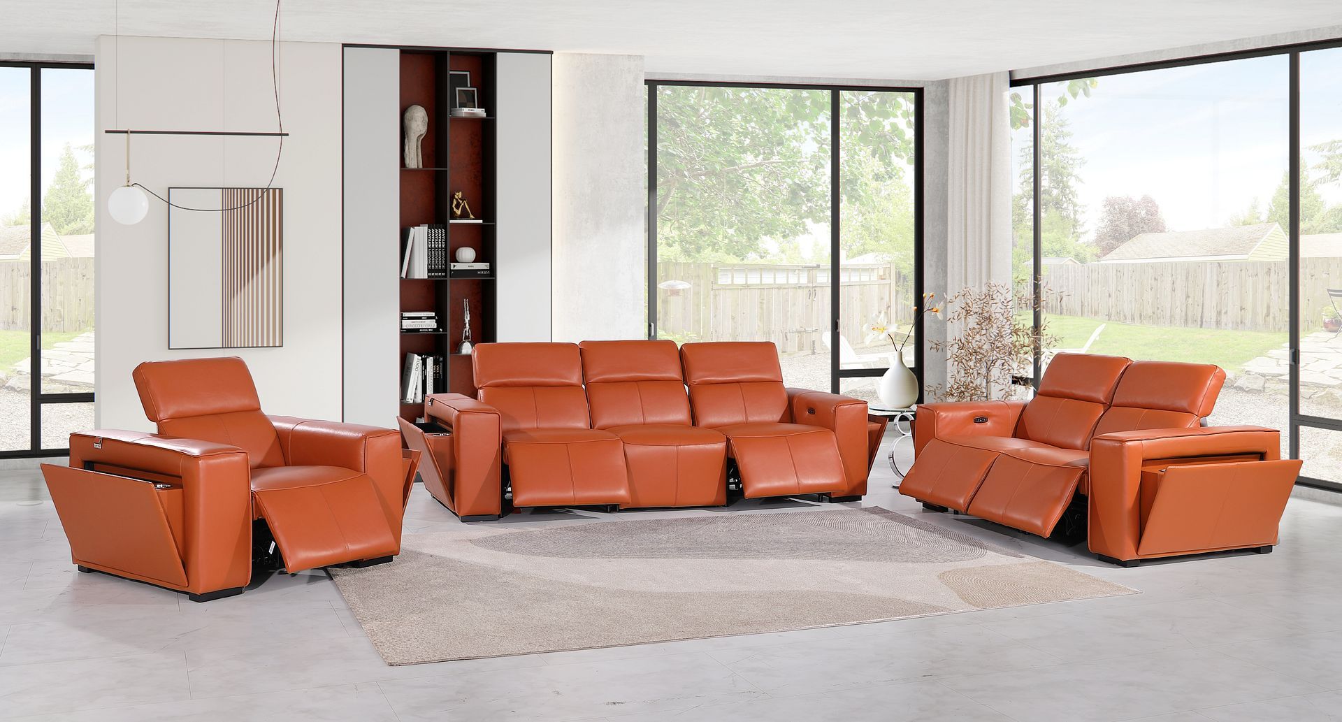1224 - 6-Piece Modular Power Reclining Sofa, Loveseat & Chair Set In With 5 Power Recliners & Power Headrests