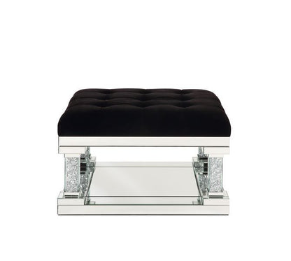 Noralie - Ottoman - Mirrored & Faux Diamonds