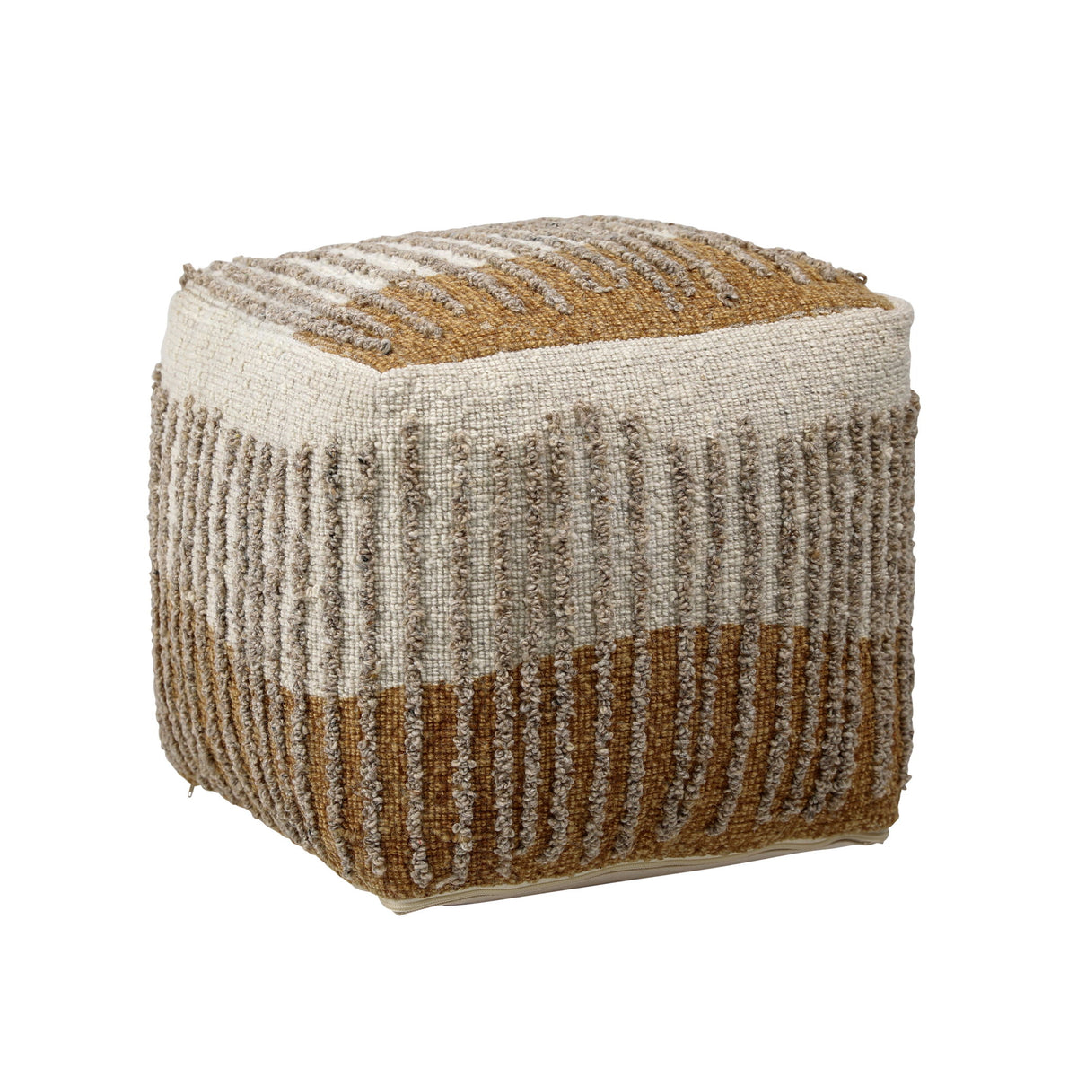 Eugene - Pouf - Dark Mustard And Beige