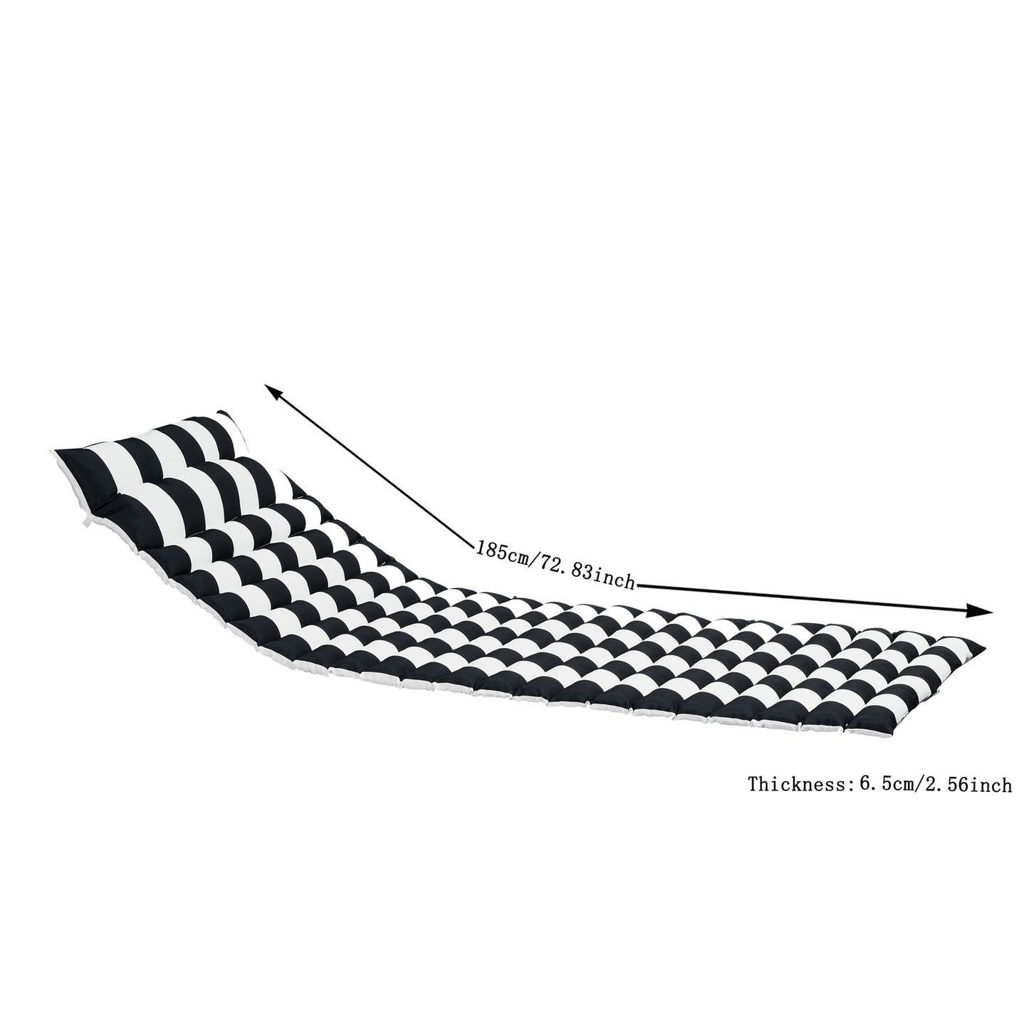 Outdoor Lounge Chairs (Set of 2), Cushion Replacement Patio Funiture Seat Cushion Chaise Lounge Cushion - Black / White