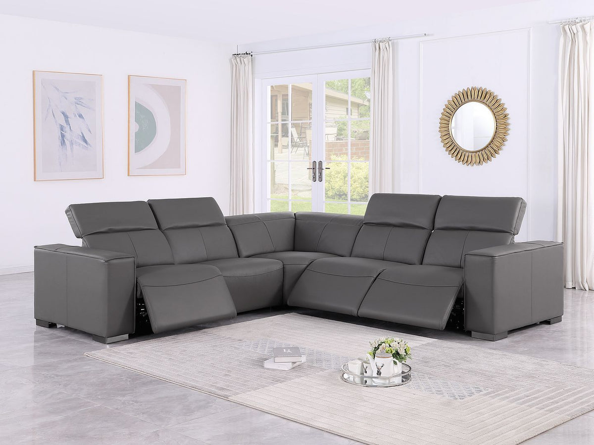 1208 - Leather Reclining Set (Sofa & Loveseat With Four Power Recliners)