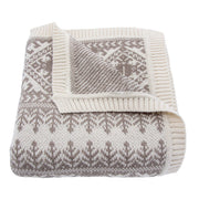 Fair Isle - Knit Throw Blanket - Taupe