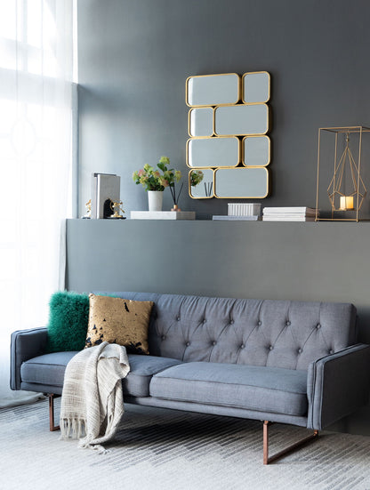 Mirror With en Metal Framed Decorative Rectangle Mirror For Bedroom Dressing Room, Hallway Or Living Spac - Gold