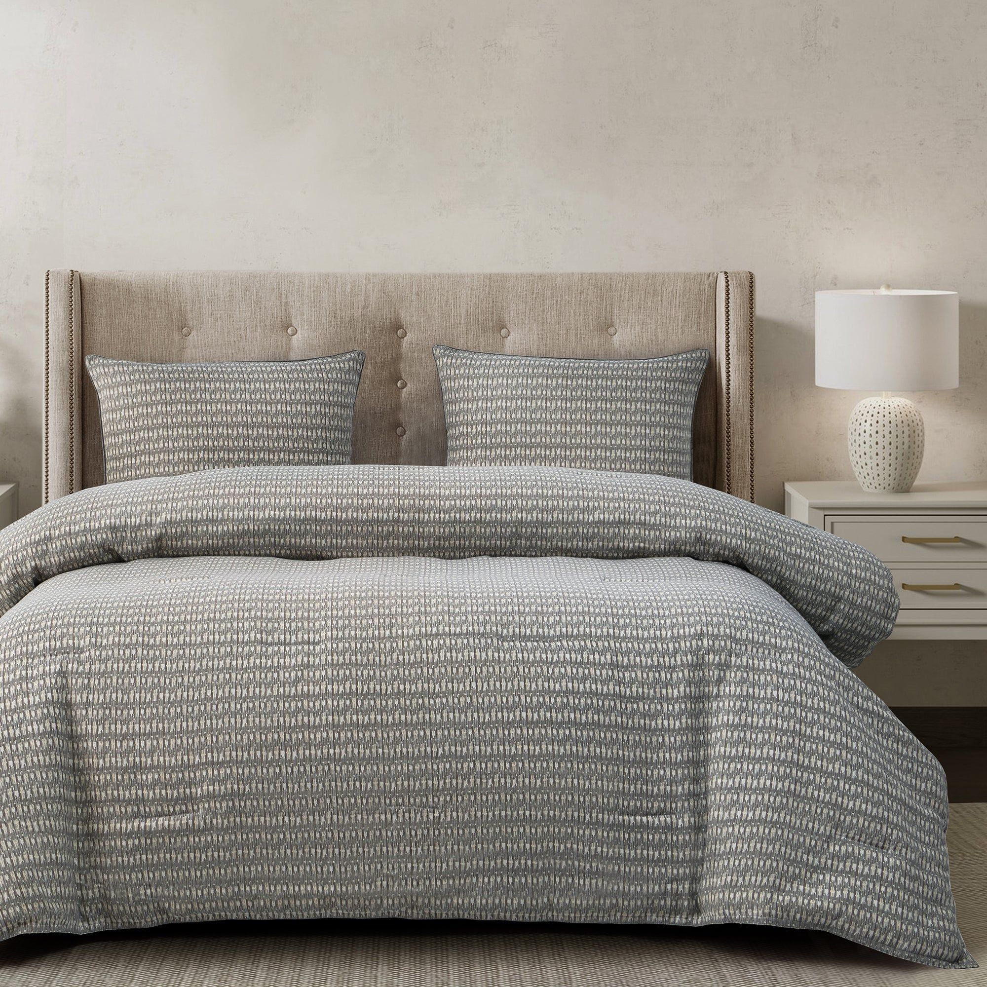 Fenton - King Duvet Cover Set (Set of 3) - Taupe / Gray / Cream