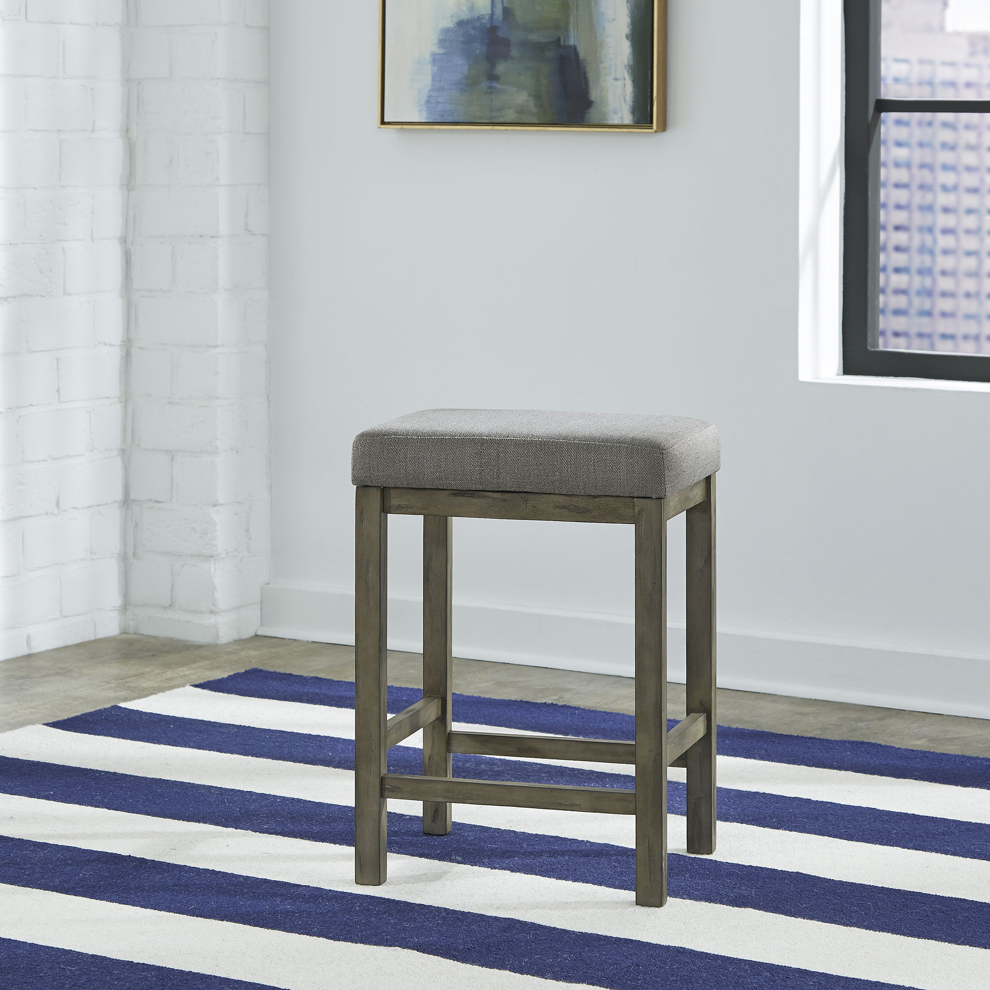 Hayden Way - Upholstered Console Stool - Gray